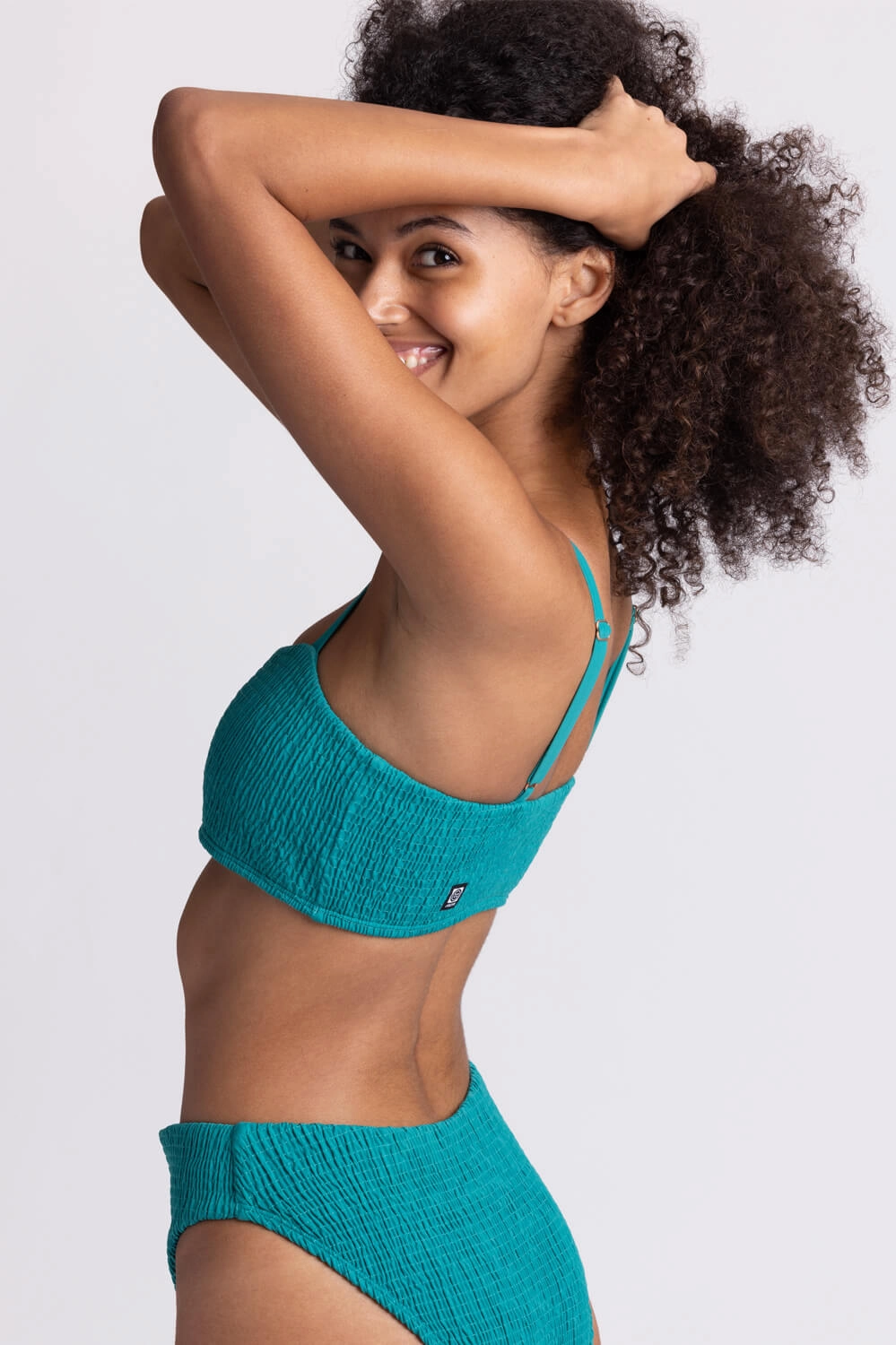 Eva Smocked Bikini Top - Palm