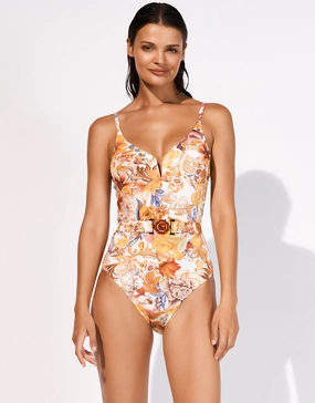 Exuberance Belted Swimsuit - Solar womens resort swimwear, flattering one-piece swimsuits