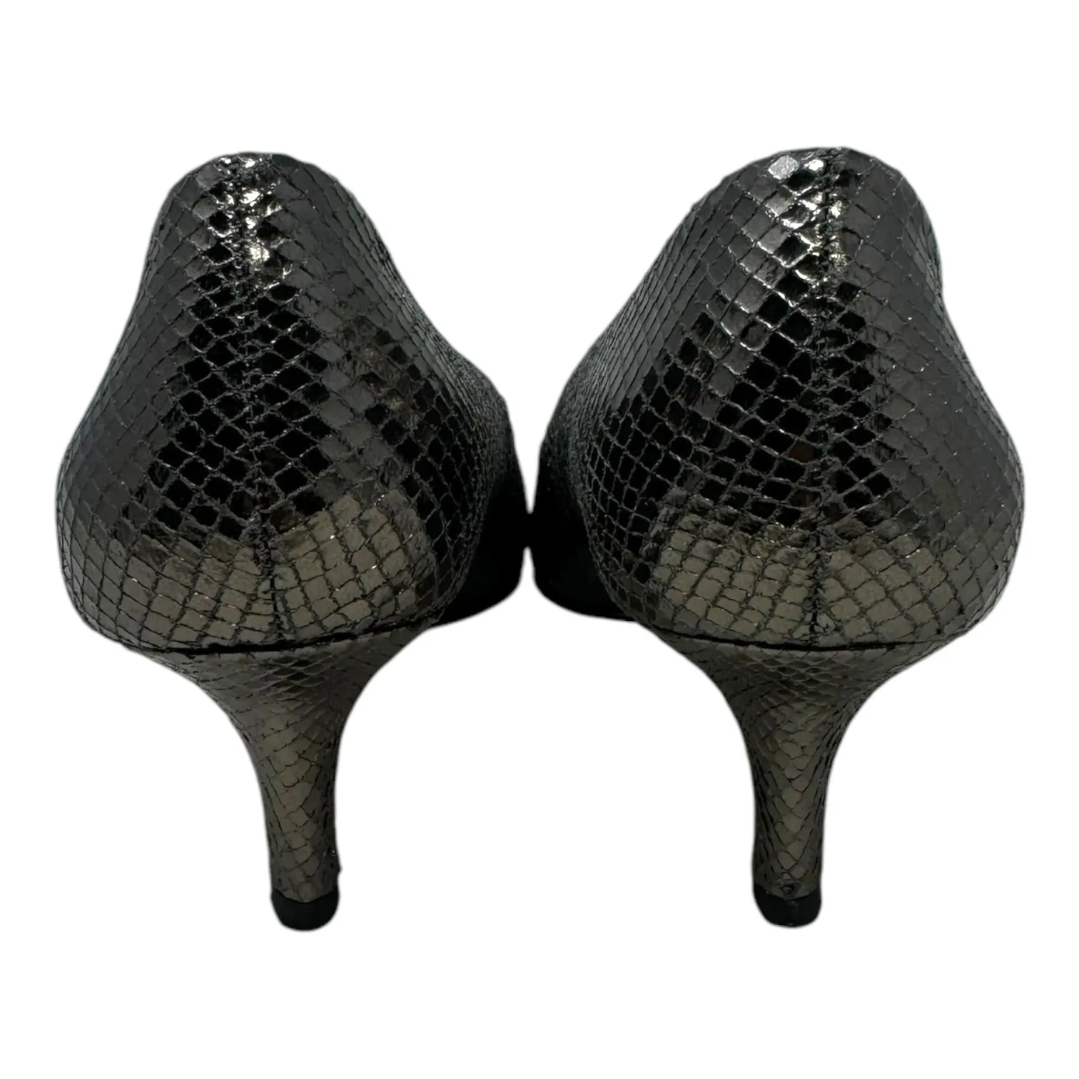 Faux Snakeskin Metallic Shoes Heels Kitten By Franco Sarto In Bronze, Size: 8.5 franco sarto