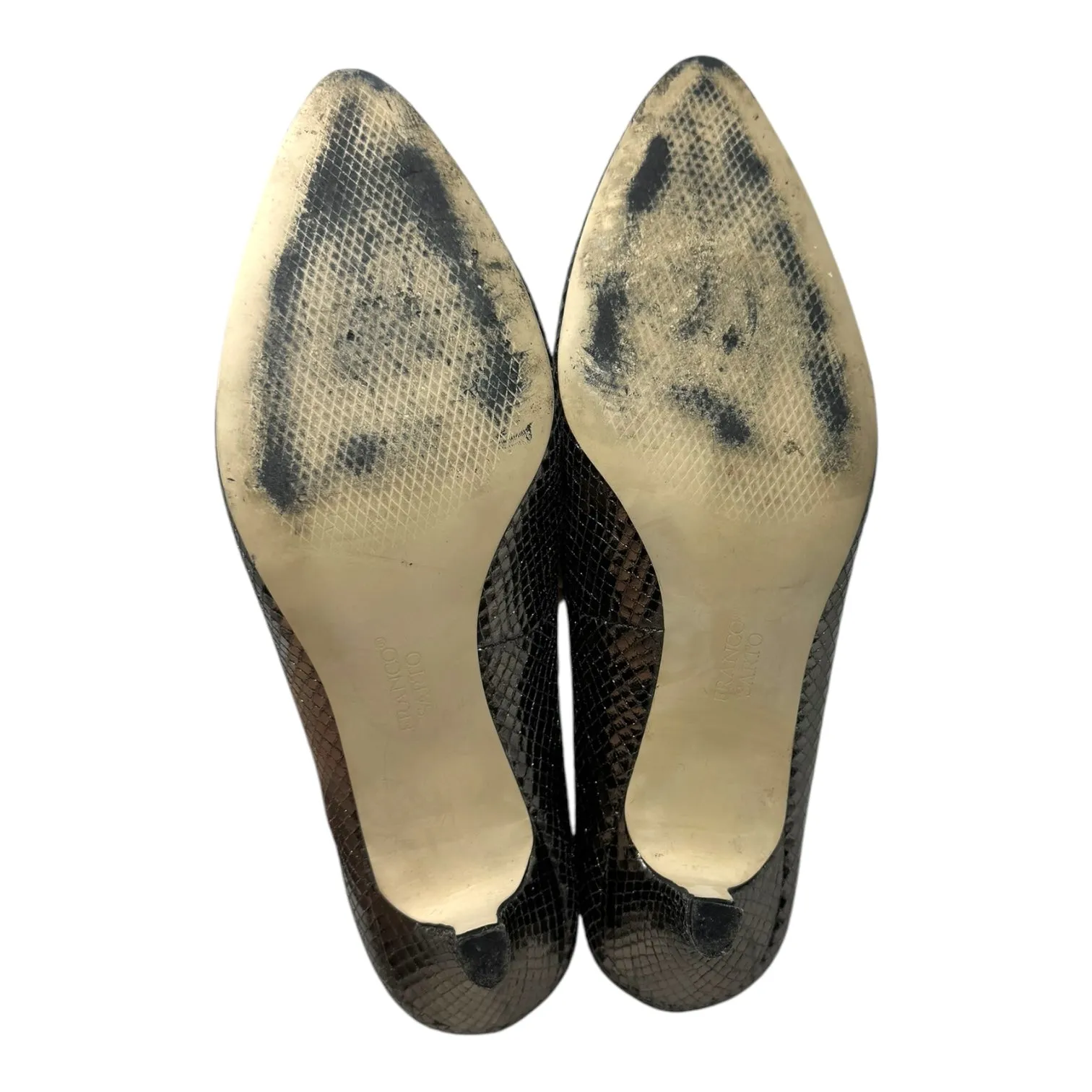 Faux Snakeskin Metallic Shoes Heels Kitten By Franco Sarto In Bronze, Size: 8.5 franco sarto