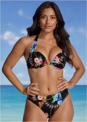 Fiji Moderate Bottom - Beaded Floral modest swim bottoms women, comfortable bikini bottoms