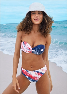 Fiji Moderate Bottom - Boardwalk Flag Small swimwear for all body types, comfortable womens beachwear