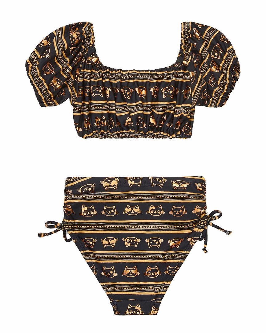 Flapdoodles girls  Peasant Crop Top 2pc Swimsuit, 2T