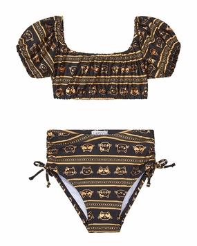 Flapdoodles girls  Peasant Crop Top 2pc Swimsuit, 2T stylish teen girl swimsuits, teen girls swimwear sets
