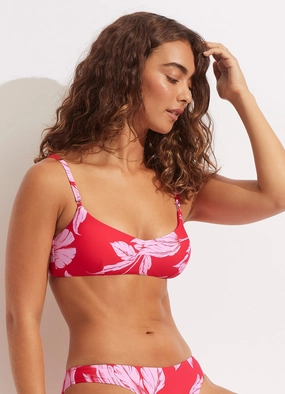 Fleur de Bloom Bralette - Chilli Red high waist bikinis women, cheeky cut bikinis for women