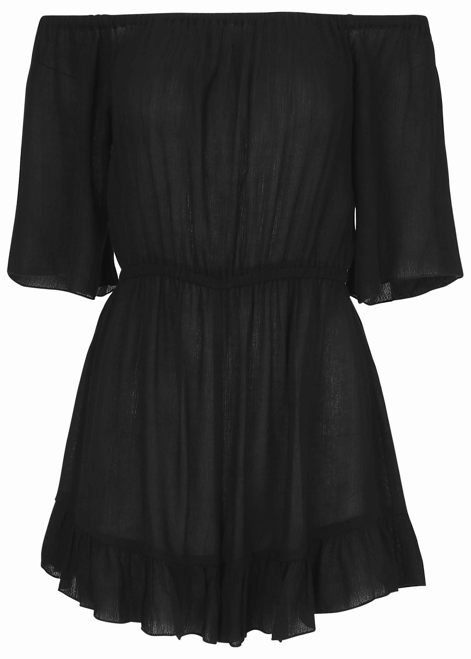 Flirty Cover-Up Romper - Black