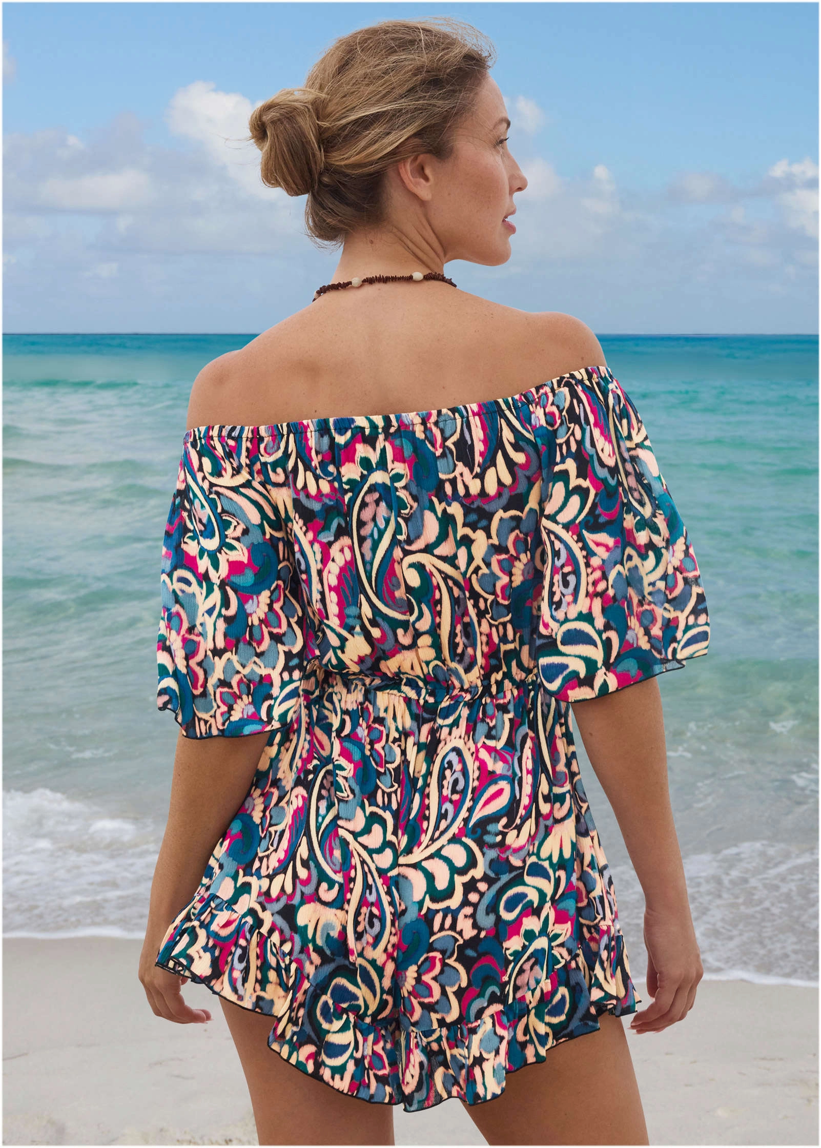 Flirty Cover-Up Romper - Fuzzy Paisley