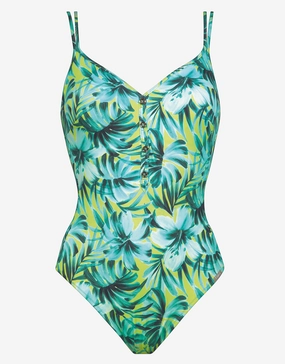 Floral Flashback Underwired Swimsuit - Aquatic Green womens resort swimwear, flattering one-piece swimsuits