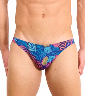 Floral Wave Tan Through Swim Micro Brief affordable men's swimwear, summer swimwear for men