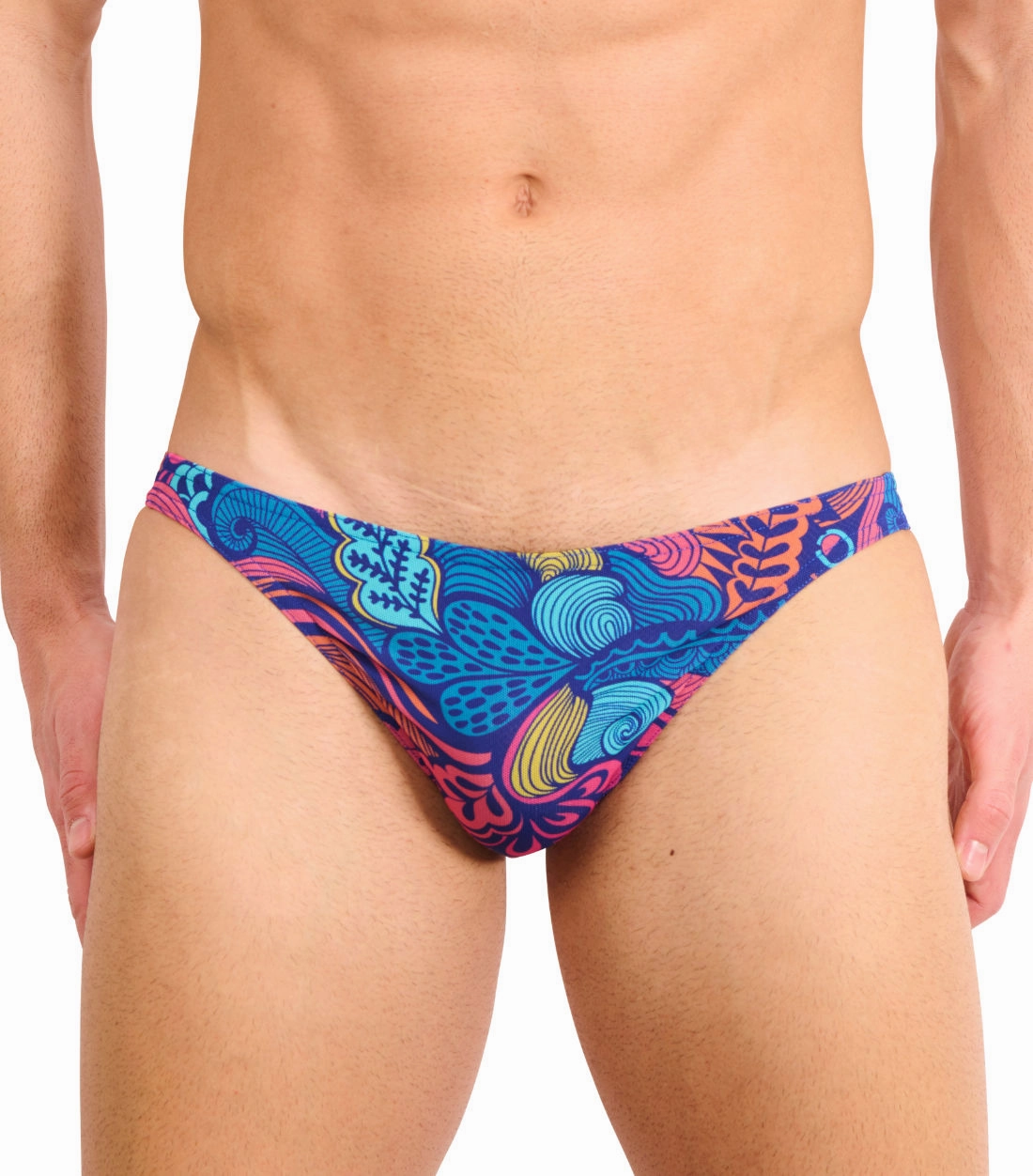 Floral Wave Tan Through Swim Micro Brief affordable men's swimwear, summer swimwear for men