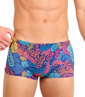 Floral Wave Tan Through Swim Trunks affordable men's swimwear, summer swimwear for men