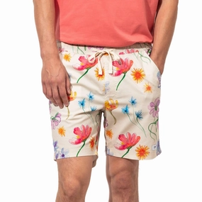 Fluer Elastic Boardshort In Bone mens full coverage swimwear, stylish mens swim trunks