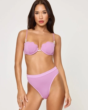 Frenchi Bikini Bottom - Mauve ruched bikini bottoms, hipster swimwear bottoms