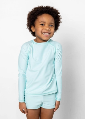 Fresh Mint | Mini Rashguard Top (Unisex) girls full coverage swimwear, kids swimwear for pool