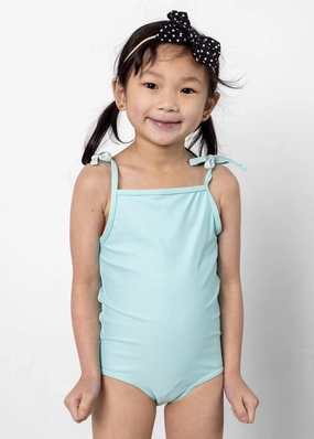 Fresh Mint | Mini Simply One-Piece girls full coverage swimwear, kids swimwear for pool