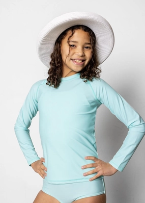 Fresh Mint | Youth Rashguard Top (Unisex) girls full coverage swimwear, kids swimwear for pool