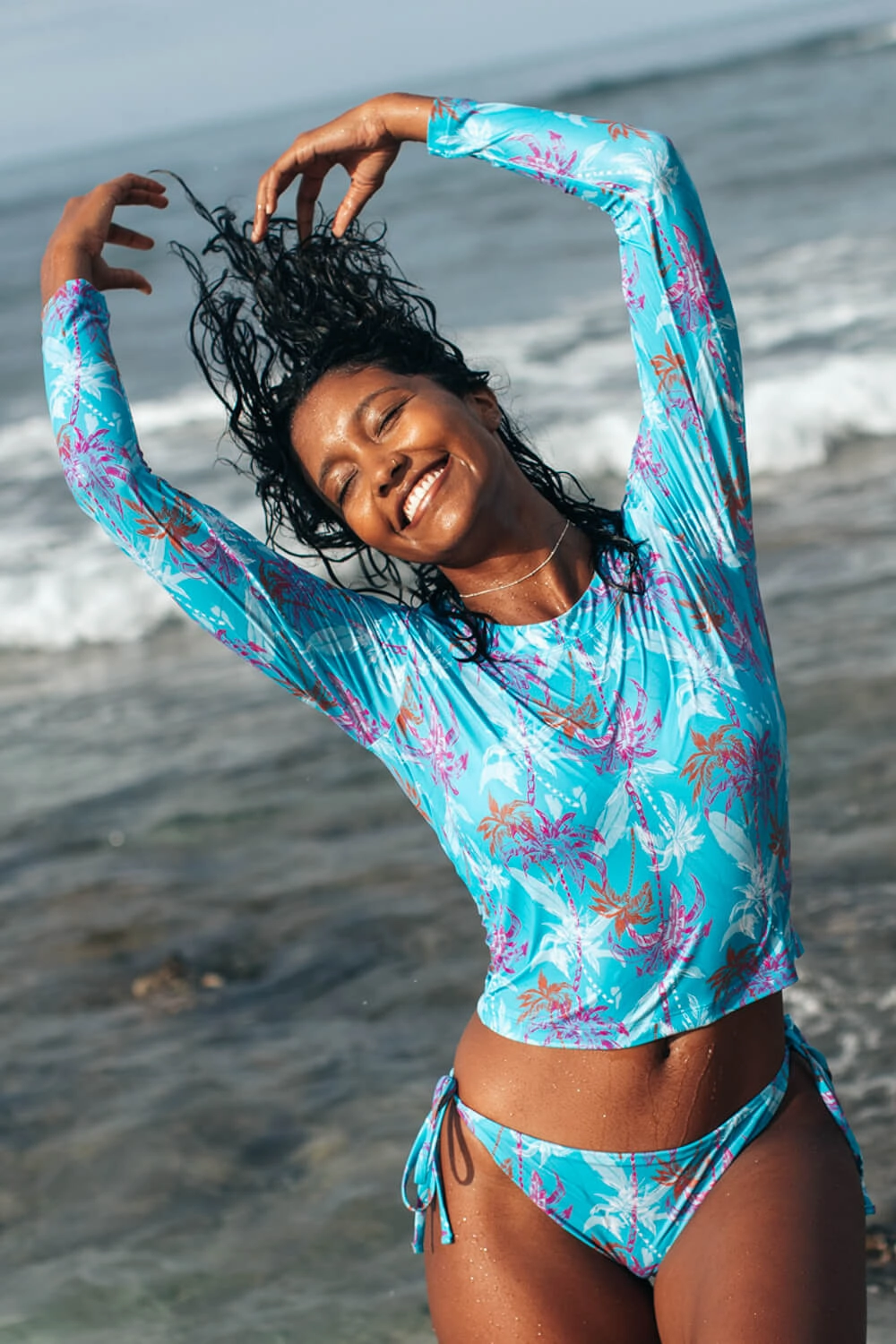 Freya Long Sleeved Crop Rashie - Surfside