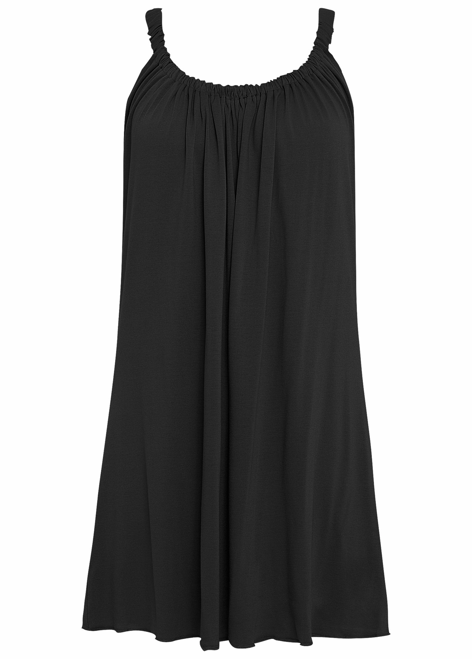 Gathered Neckline Dress - Black