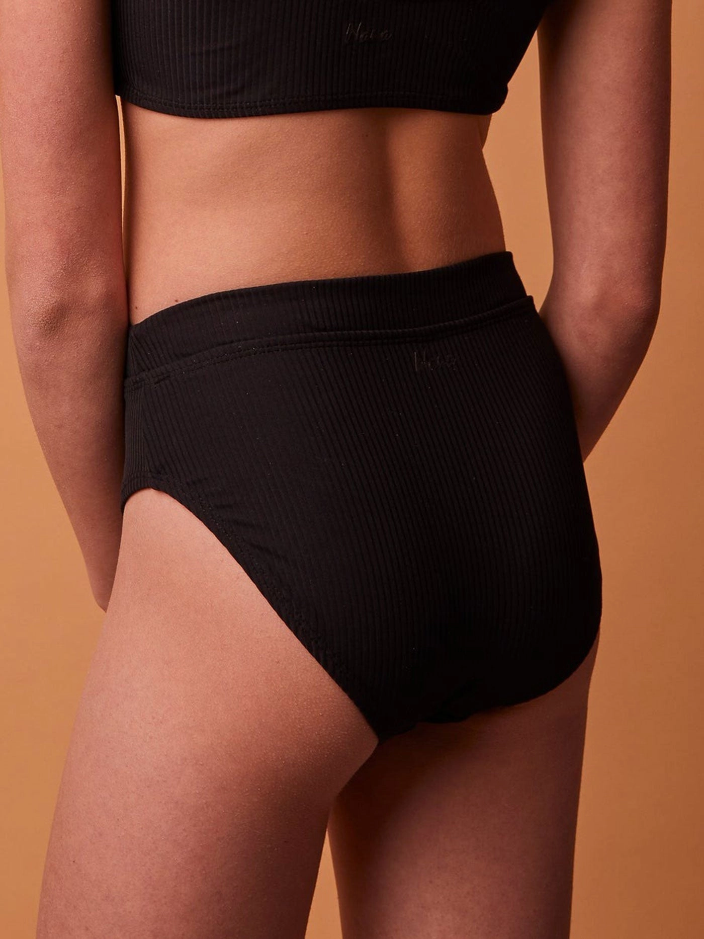 Genevieve Rib Black Bikini Bottom (Girls 7-14)