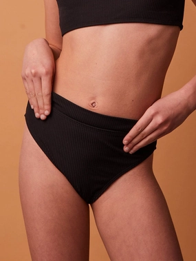 Genevieve Rib Black Bikini Bottom (Girls 7-14) teen girls' swimwear, trendy swimsuits for teen girls