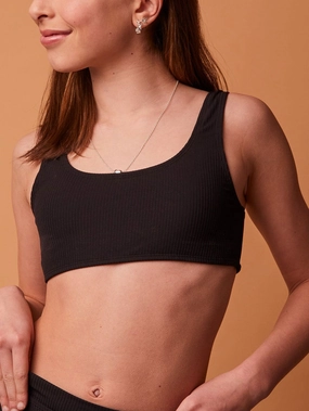 Genevieve Rib Black Bikini Top (Girls 7-14) teen girls' swimwear, trendy swimsuits for teen girls