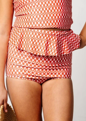 Geometric | Youth Peplum Bottoms girls full coverage swimwear, kids swimwear for pool