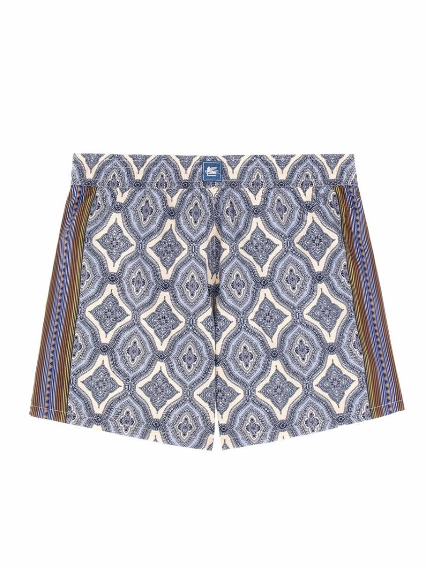 Geometric Pattern Boxer Swimsuit