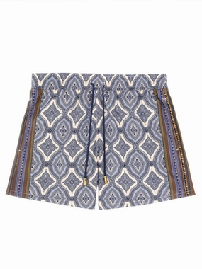 Geometric Pattern Boxer Swimsuit summer mens swimwear, mens athletic swimwear