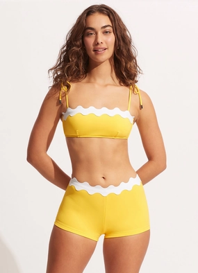 Gia Ric Rac Boyleg Bikini Bottom - Citron modern womens swimwear, one piece swimsuits women