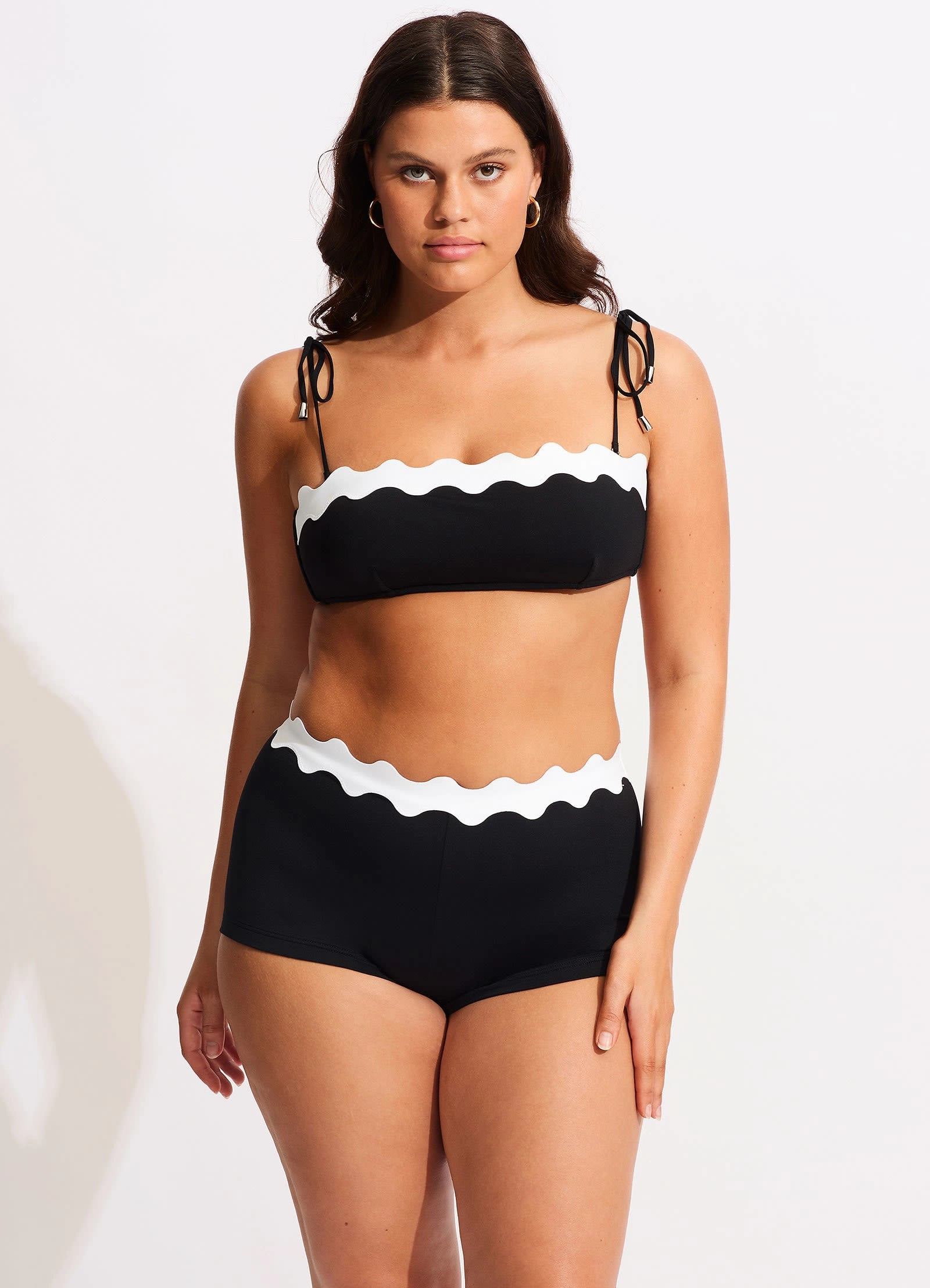 Gia Ric Rac Bustier Bandeau Bikini Top - Black