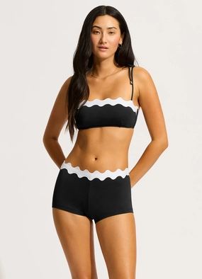 Gia Ric Rac Bustier Bandeau Bikini Top - Black modern womens swimwear, one piece swimsuits women