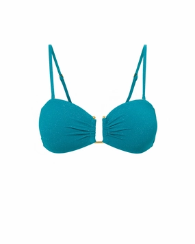 Gina Top In Jungle Green Metallic Pique high waist swimwear women, swimsuit for women beachwear