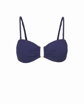 Gina Top In Navy Texture fashionable beach swimwear, modern womens bikinis