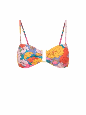 Gina Top In Zinnia Fields strapless swimwear tops, lightweight swim tops