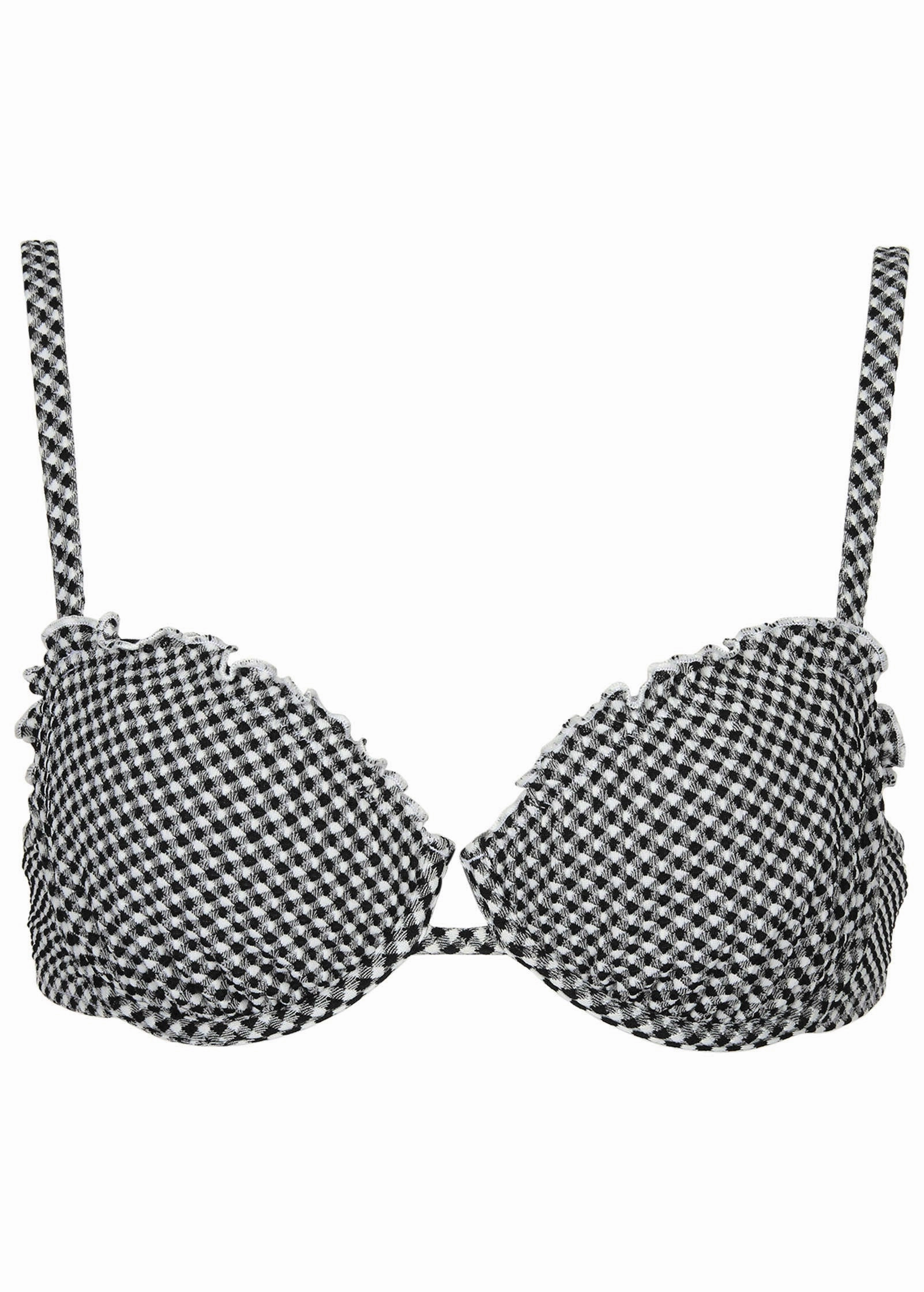 Gingham Bermuda Underwire Top - Black & White