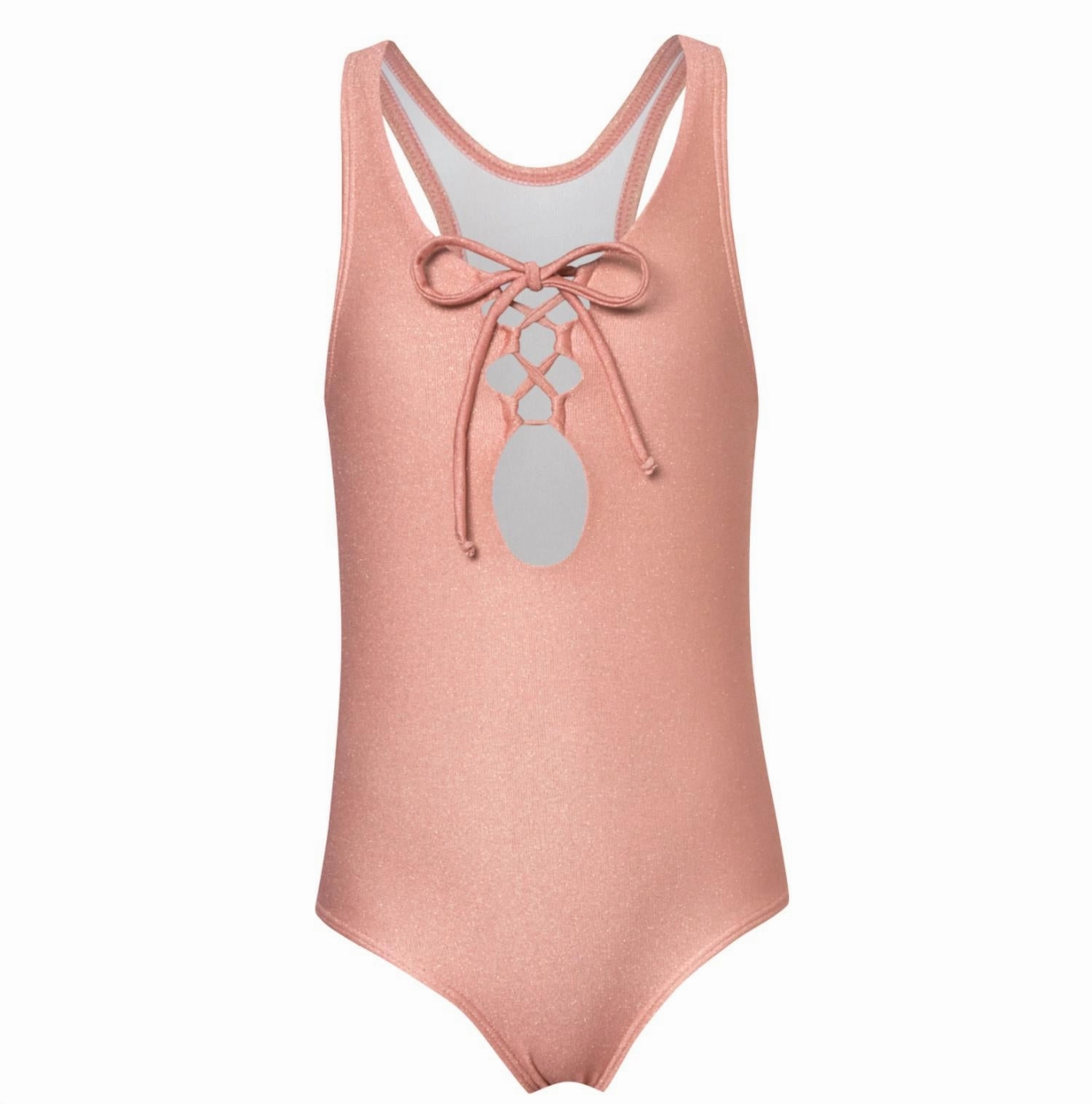 Girl's Sleek Glitter One Piece Swimsuit In Rose
