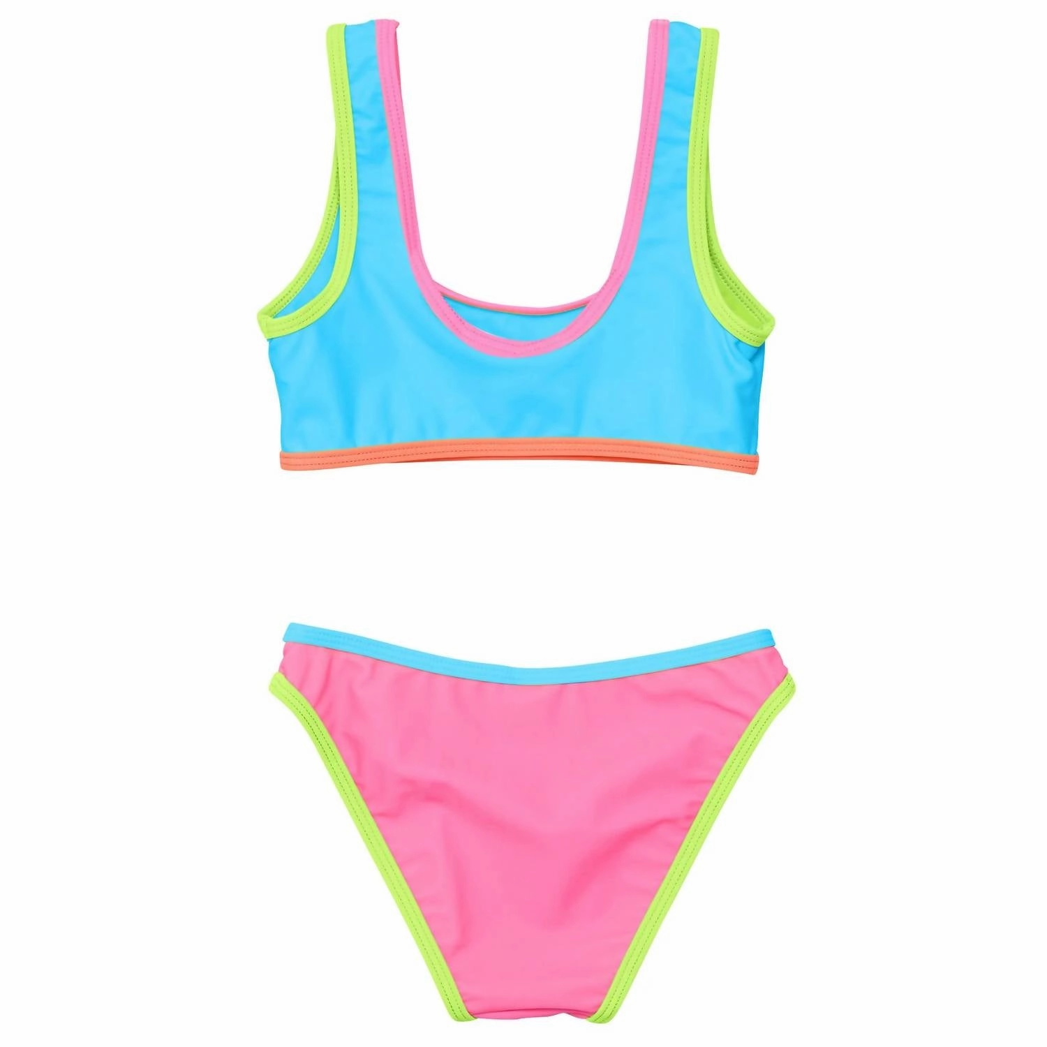 Girls' Candy Colorblock Crop Bikini In Aqua