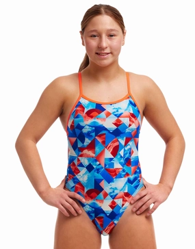 Girls Big Swell Single Strap Swimsuit - Blue girls swimwear one piece, girls rash guard swim set