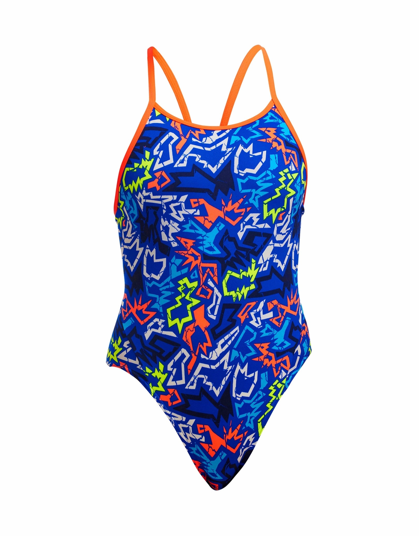 Girls Broken Hearts Diamond Back Swimsuit - Blue/Multi
