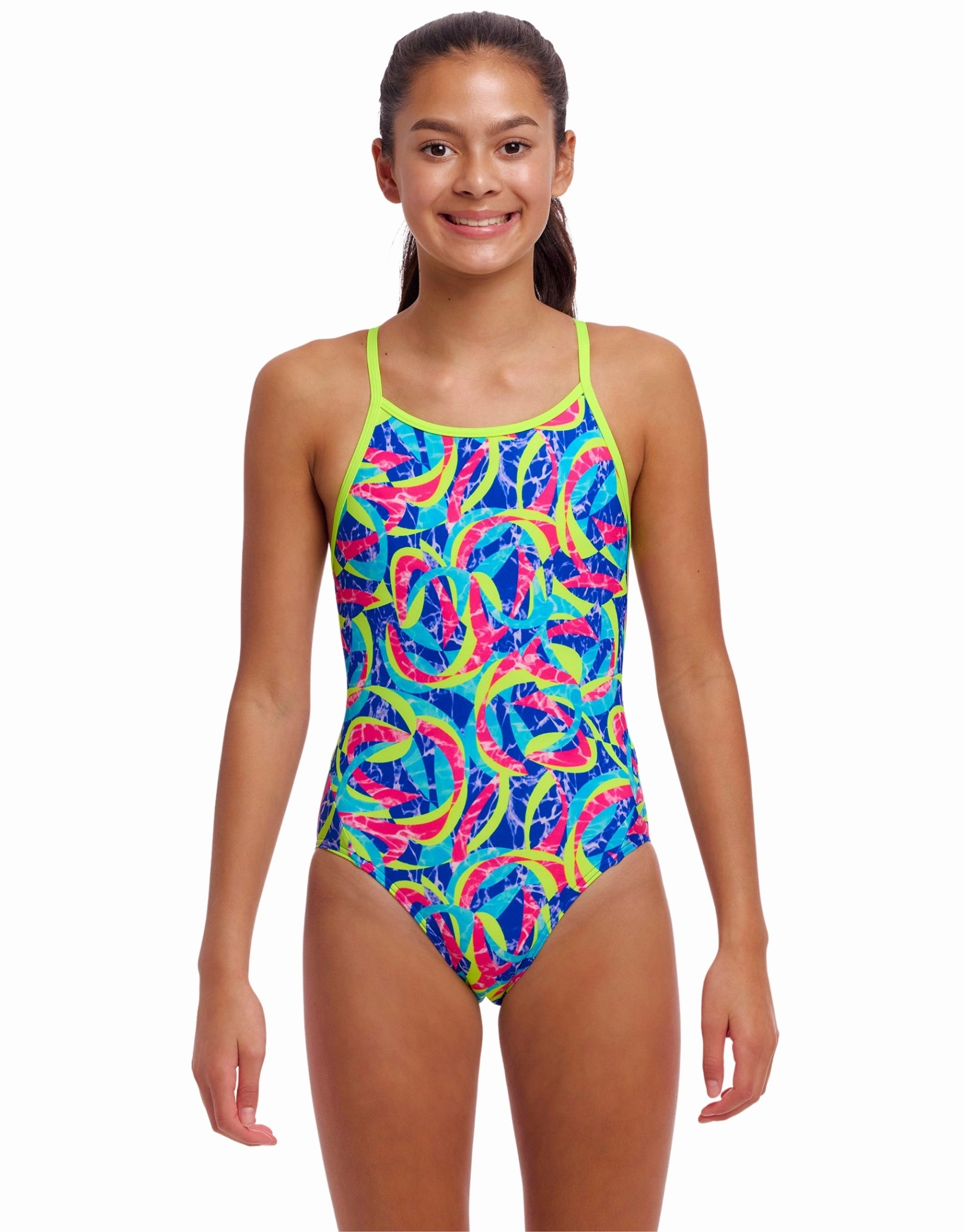 Girls Choppy Waters Diamond Back Swimsuit - Multi girls swimwear one piece, girls rash guard swim set