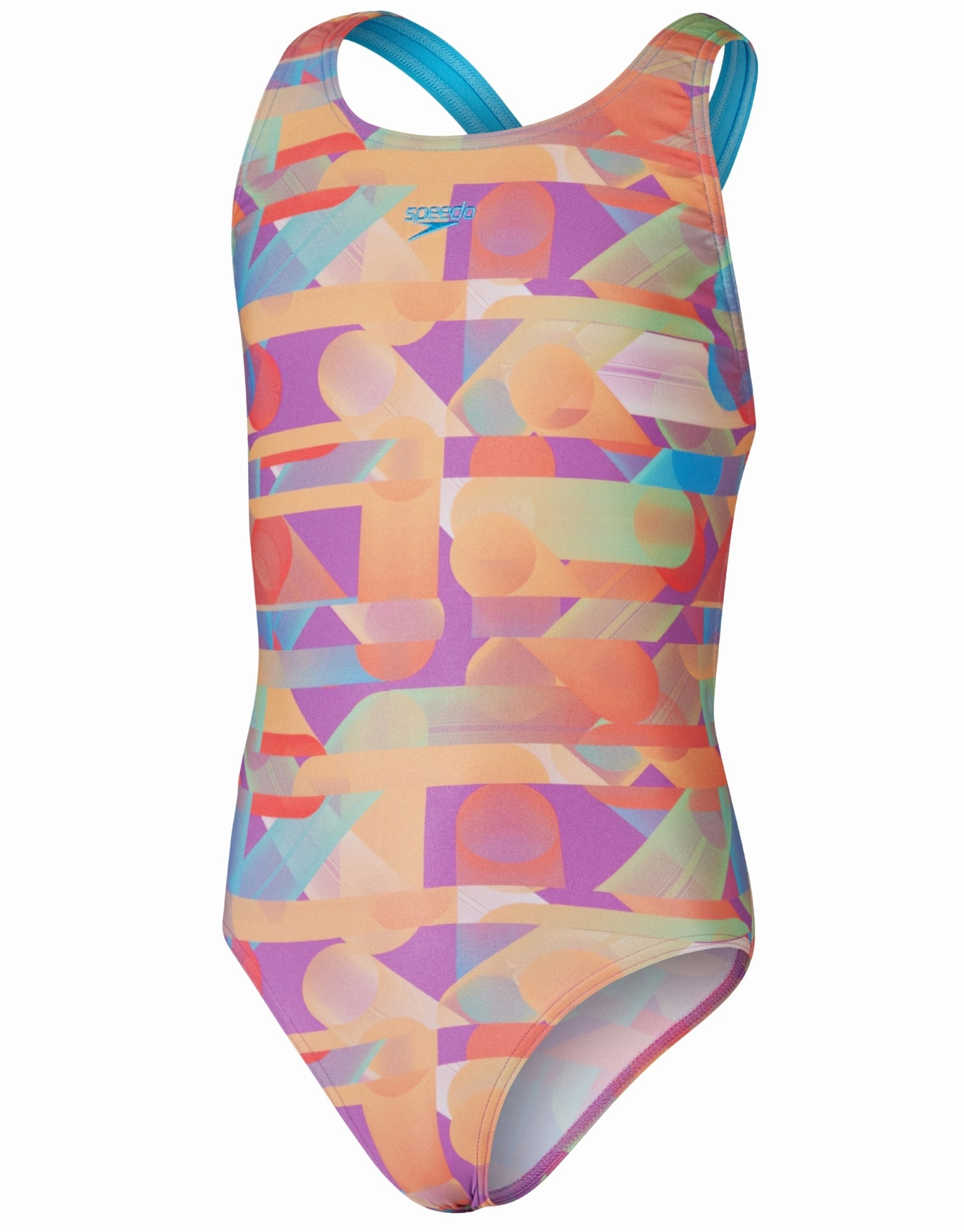 Girls Digital Allover Leaderback Swimsuit - Red/Orange girls swimwear one piece, girls rash guard swim set