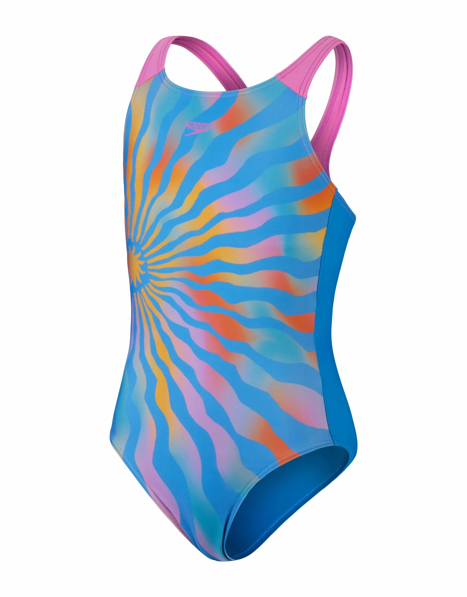 Girls Digital Placement Pulseback Swimsuit - Blue/Yellow girls swimwear one piece, girls rash guard swim set