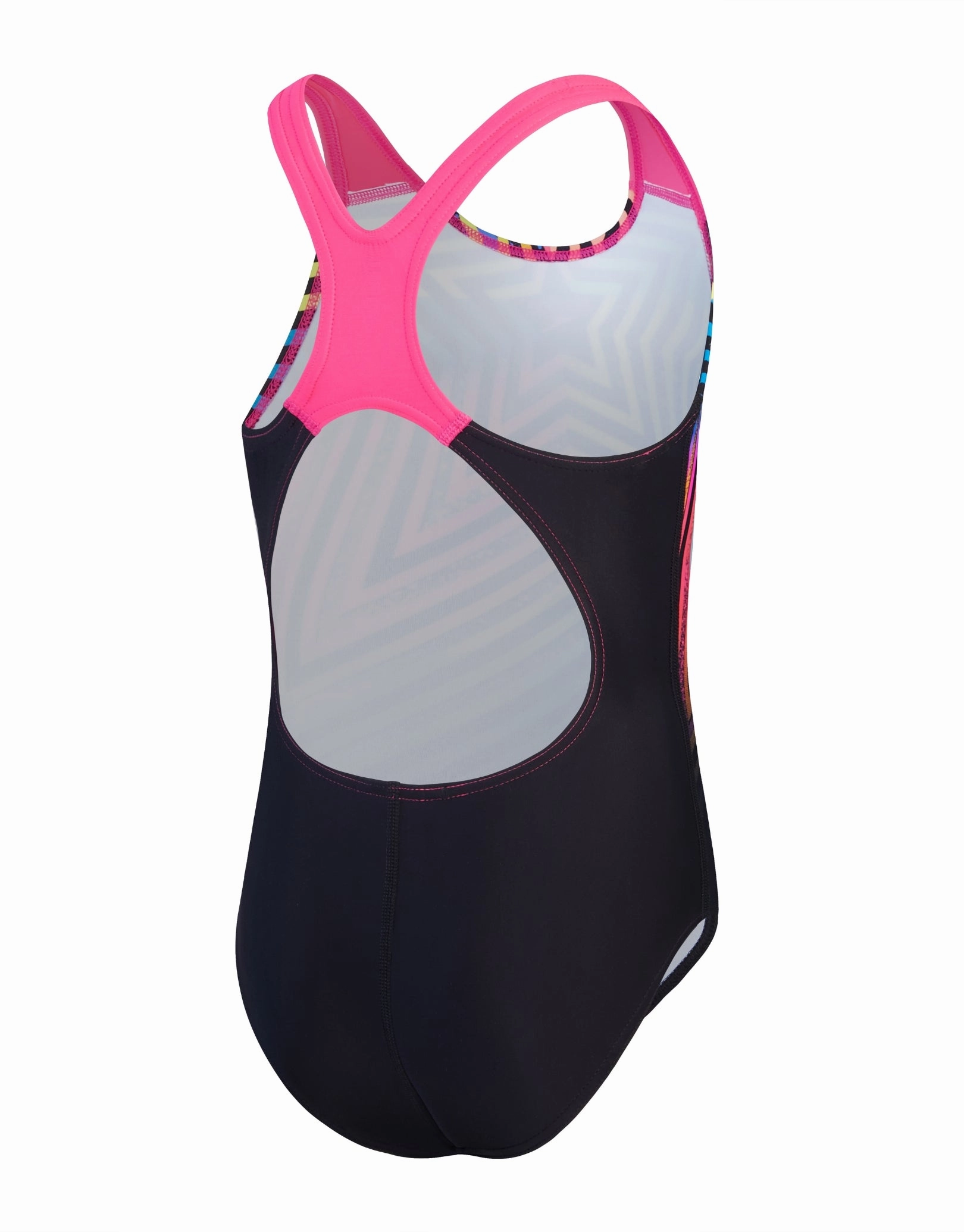 Girls Digital Placement Splashback Swimsuit - Black/Pink