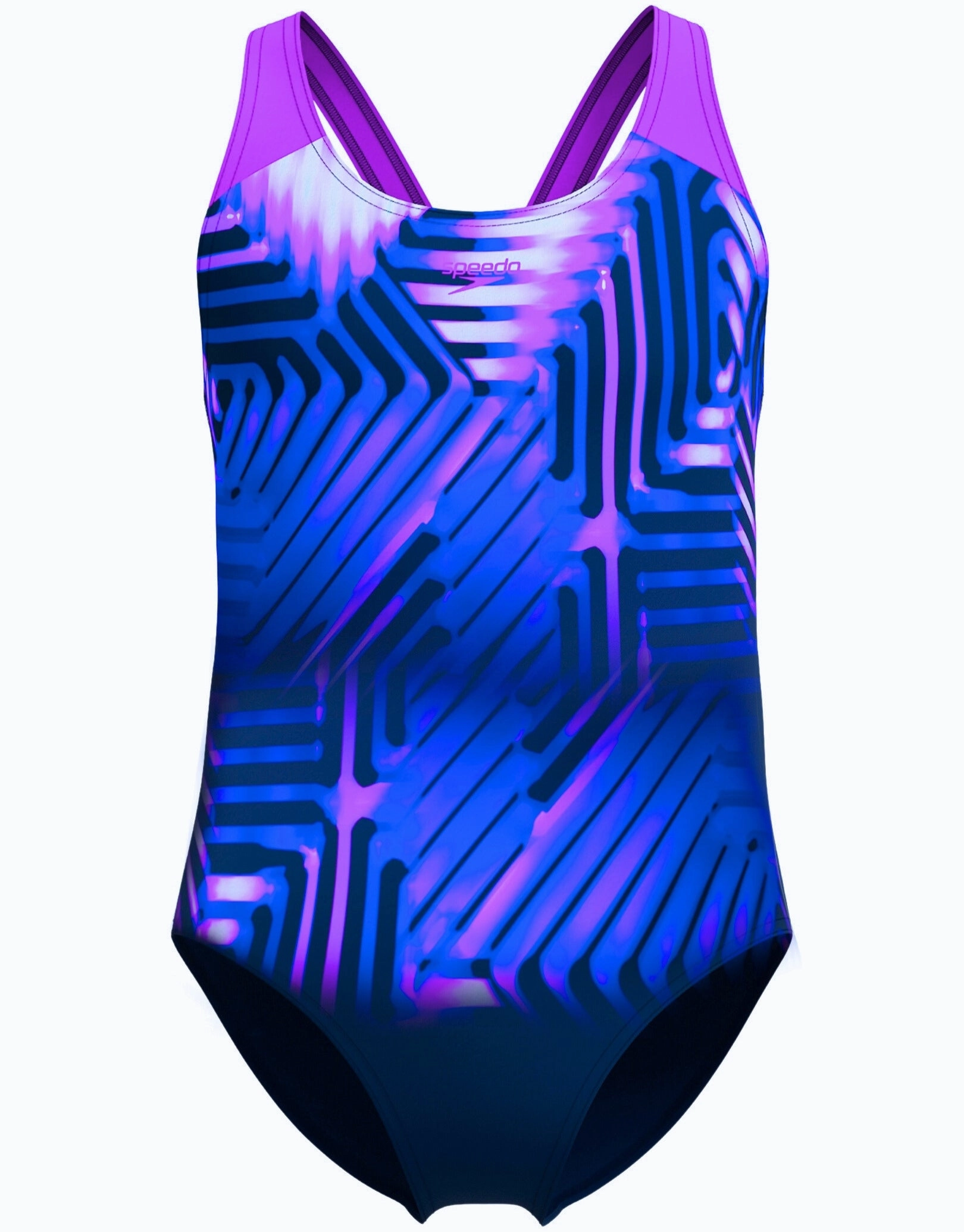 Girls Digital Placement Splashback Swimsuit - Navy/Pink girls swimwear one piece, girls rash guard swim set