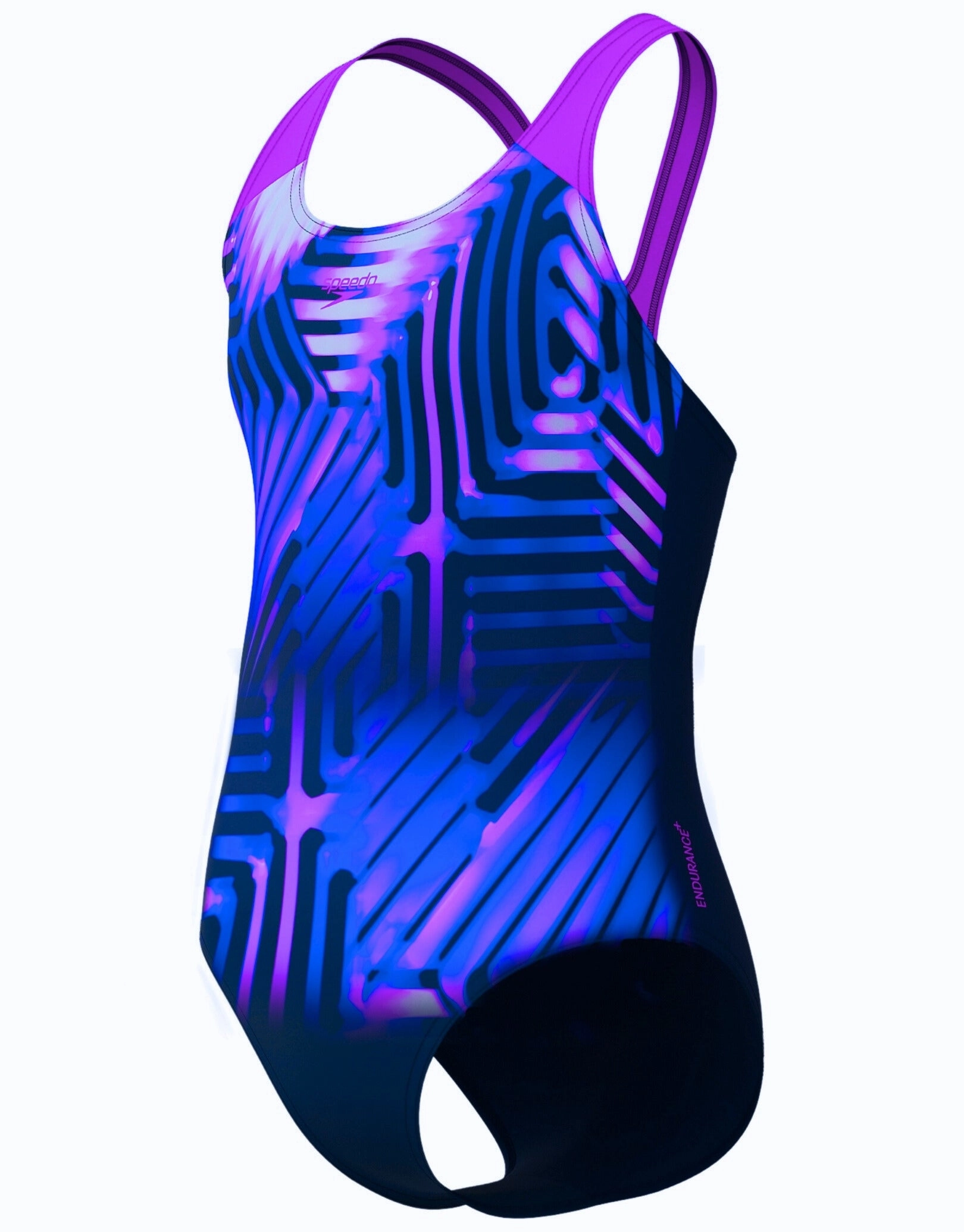 Girls Digital Placement Splashback Swimsuit - Navy/Pink