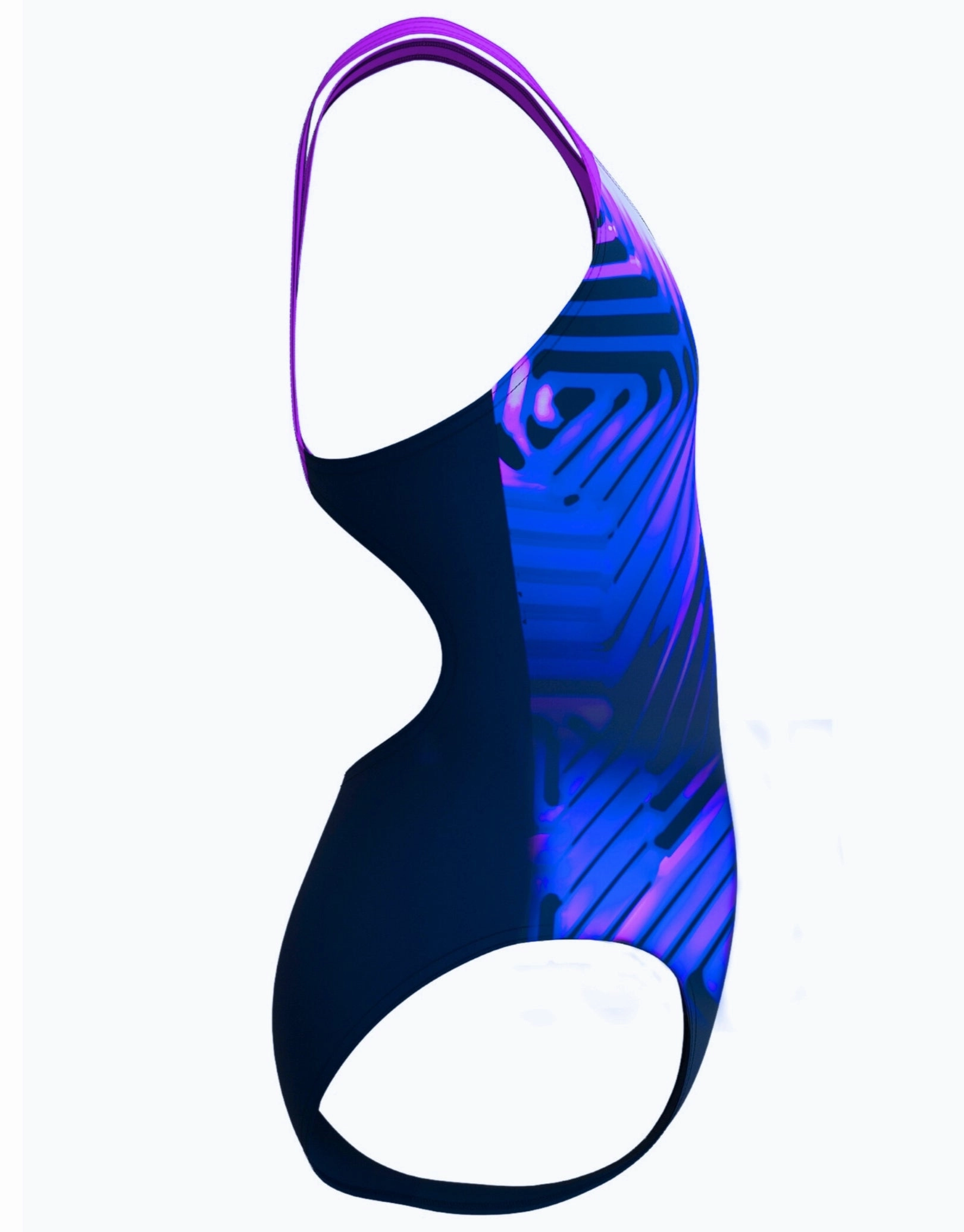 Girls Digital Placement Splashback Swimsuit - Navy/Pink