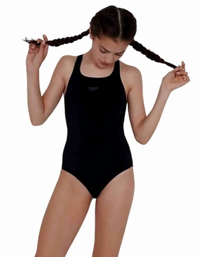 Girls Endurance Plus Medalist - Black girls swimwear one piece, girls rash guard swim set