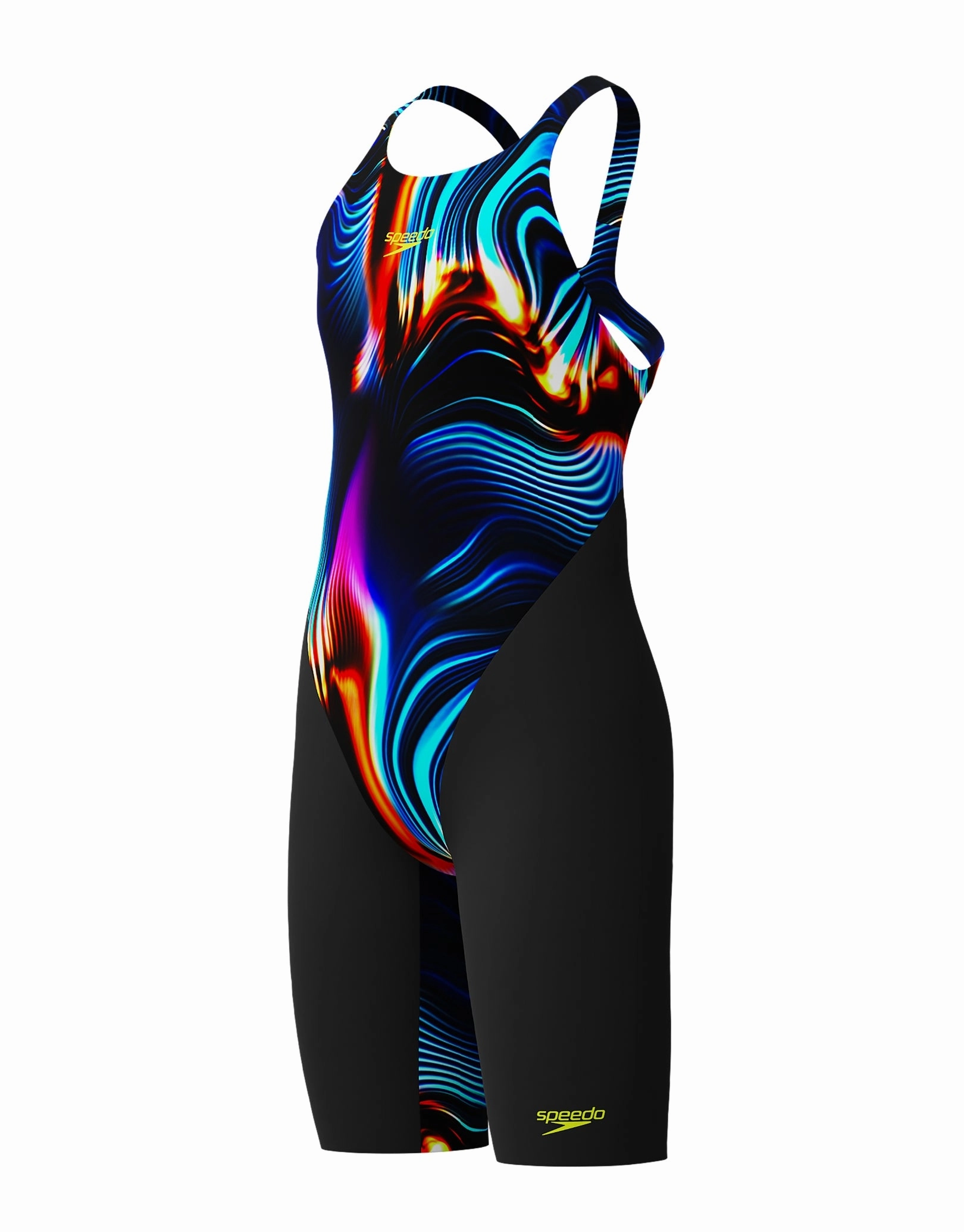 Girls Fastskin Endurance  Max Open Back Kneeskin - Black/Multi girls swimwear one piece, girls rash guard swim set