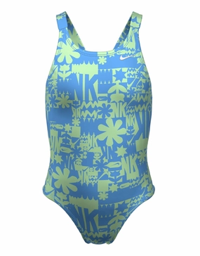 Girls Hydrastrong Multi Print Fastback Swimsuit - Vapor Green girls swimwear one piece, girls rash guard swim set