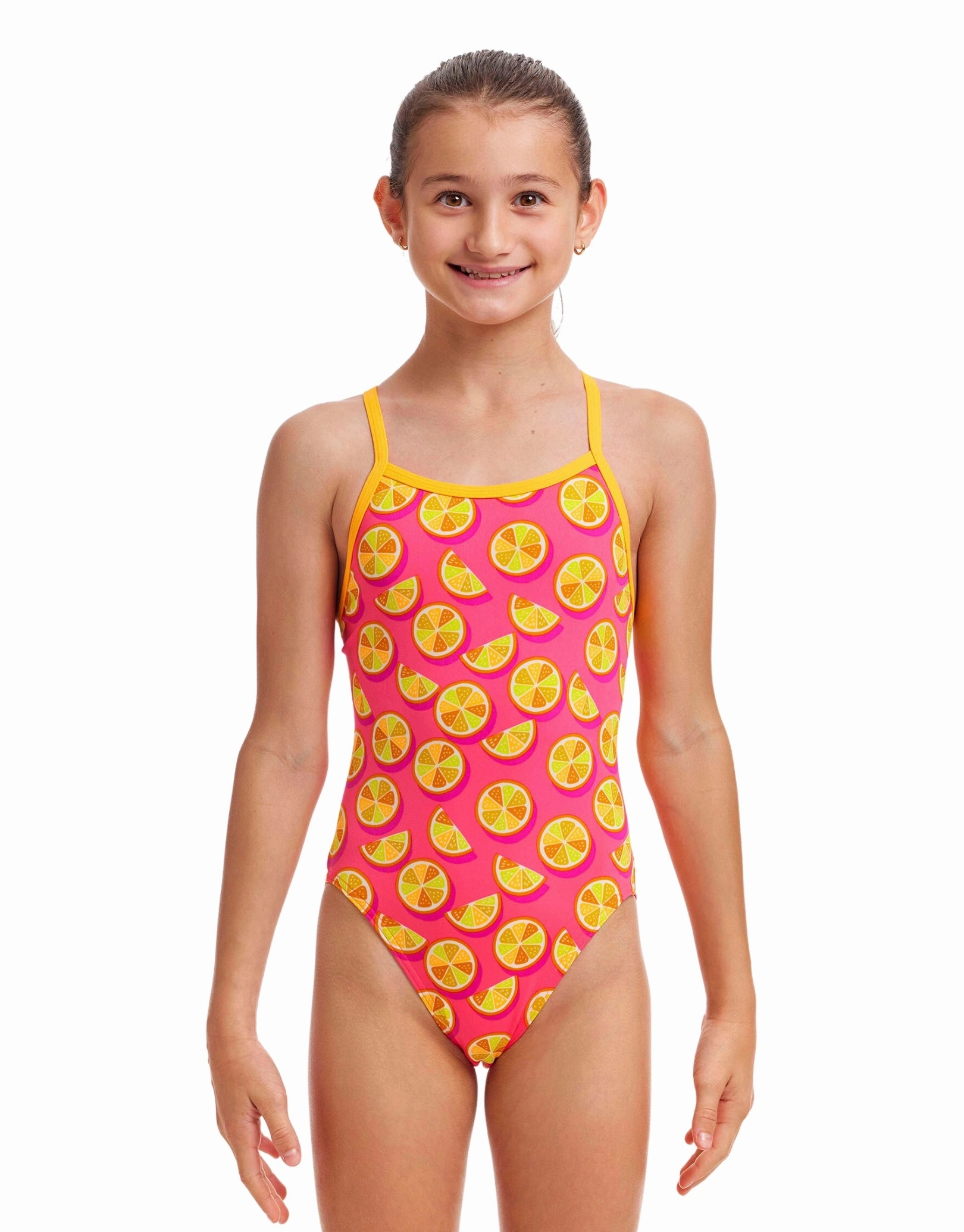 Girls Mark Spritz Single Strap Swimsuit - Pink/Yellow girls swimwear one piece, girls rash guard swim set